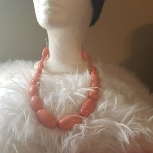 Peach beaded necklace and earring set